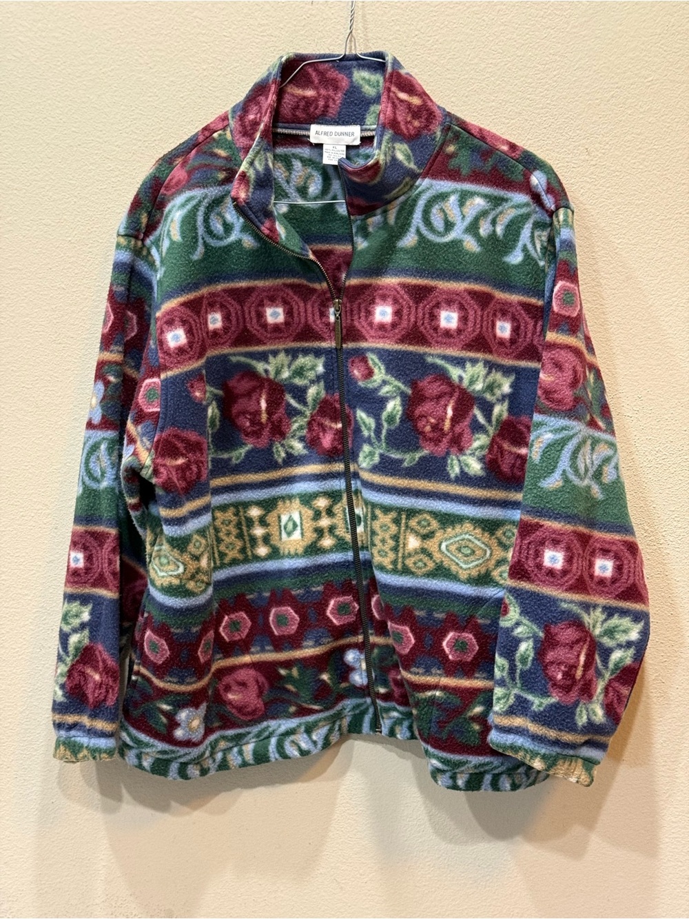 Alfred Dunner Vintage Fleece Zip-Up Sweeter Multicolor